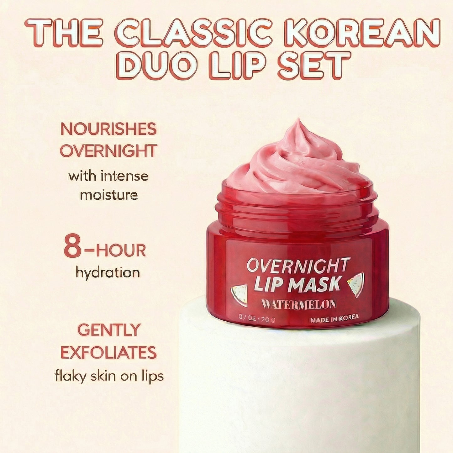 Korean Lip Care Duo Set - Mango Vanilla Exfoliating Lip Scrub & Watermelon Overnight Lip Mask