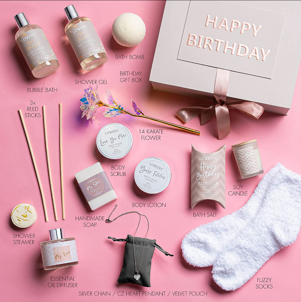Luxe Birthday Gift Basket - 23Pc Deluxe Bath and Spa Gift Set