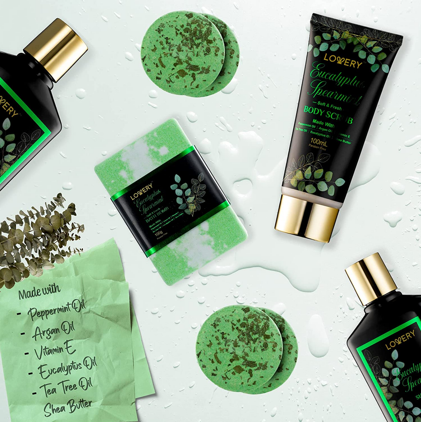 Eucalyptus Spearmint Deluxe Home Bath Set - 20Pc Spa Gift Basket