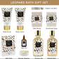 Honey Almond Home Spa Kit - 24Pc Deluxe Bath and Body Leopard Print Gift Basket