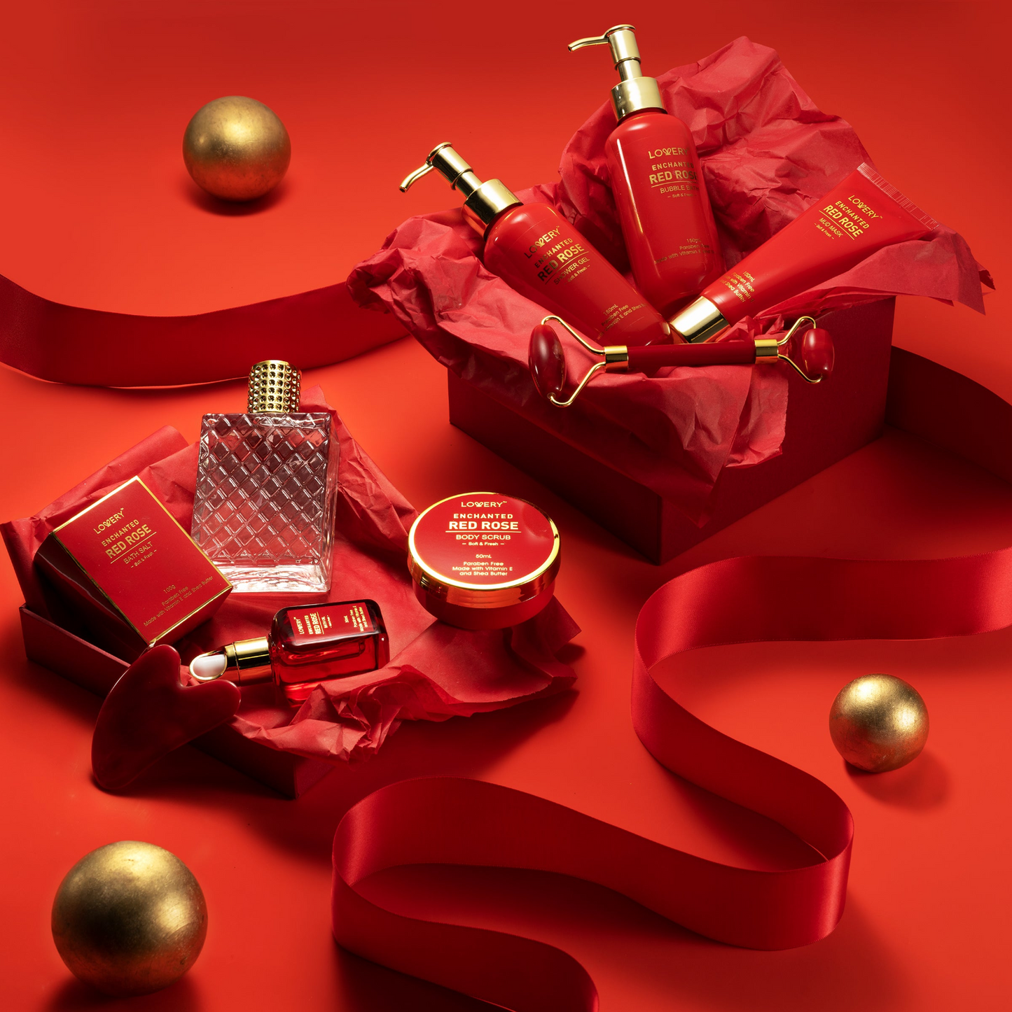 Red Rose Deluxe Home Spa and Bath Basket - 14Pc Self Care Gift