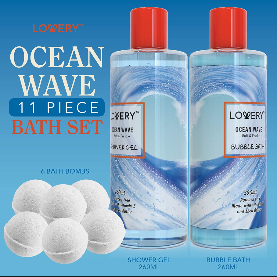 Ocean Wave Deluxe Home Spa Kit - 11Pc Jeweled Heart Set