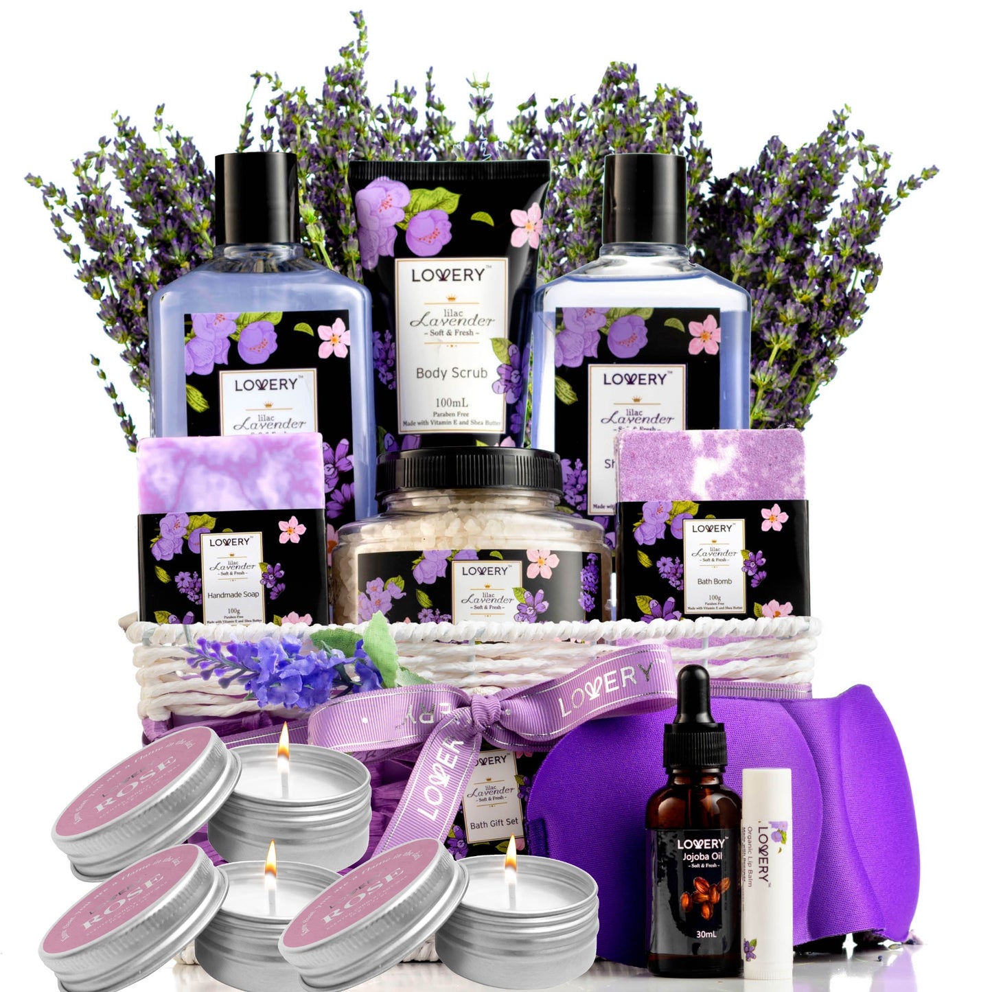 Lavender & Lilac Deluxe Spa Gift Basket - 13Pc Body Care Package