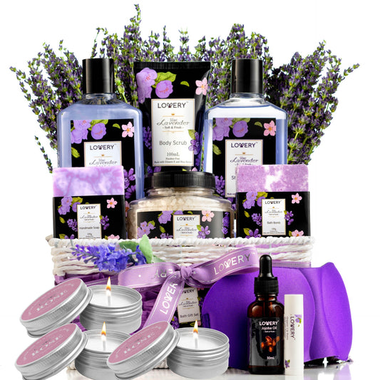Lavender & Lilac Deluxe Spa Gift Basket - 13Pc Body Care Package
