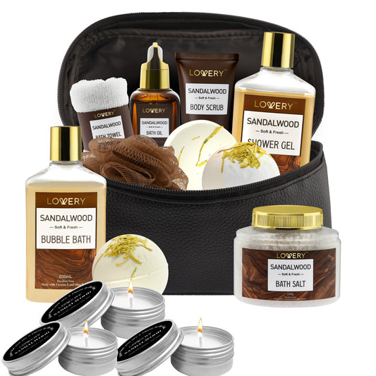 Sandalwood Bath Gift Set - Men's 14pc Deluxe Bath & Body Care Kit
