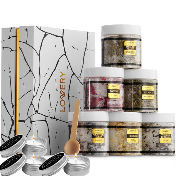 Luxe Epsom Bath Salts Gift Set, 11pc Relaxing Spa Salts - Lovery