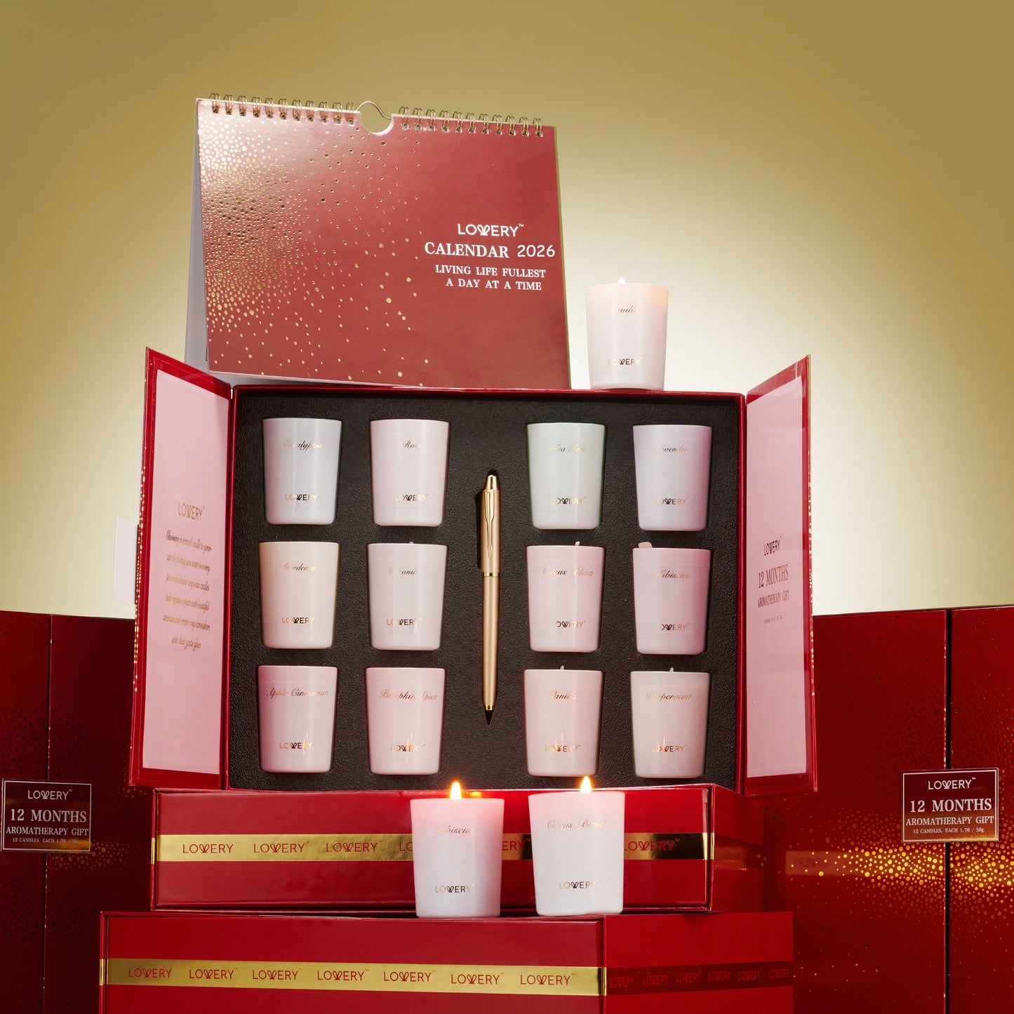 2025 Advent Calendar Candle Gifts - 12pc Aromatherapy Scented Candles, Pen & Calendar