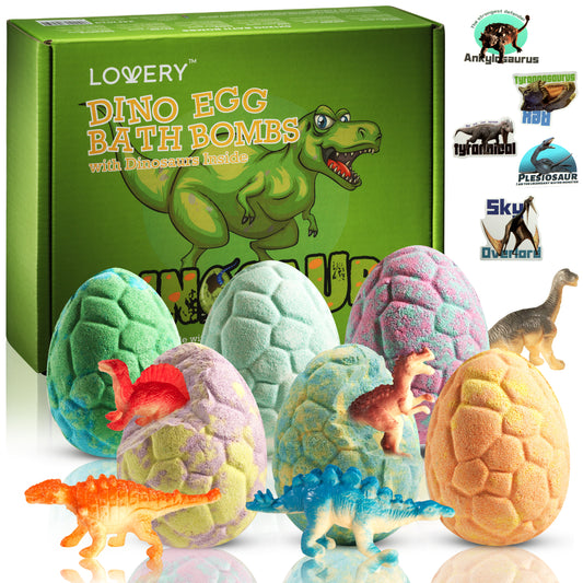 Dinosaur Egg Bath Bombs - 12pc Gift Toys with Dino Surprises Inside