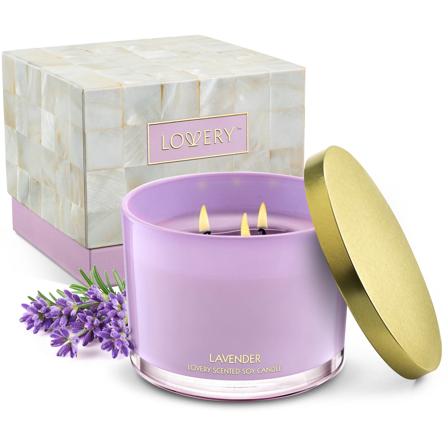 Lavender 3 Wick Candles - 13oz Soy Wax Home Candle