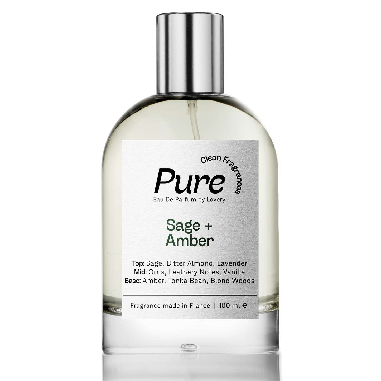 Pure Sage and Amber Eau de Parfum, Made in France, 3.4 oz