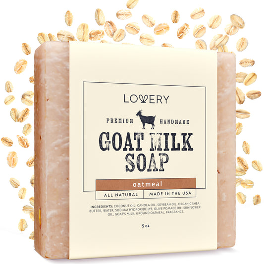 Handmade Goat Milk Soap Bar with Organic Shea Butter -  5oz Oatmeal Scent Made in USA