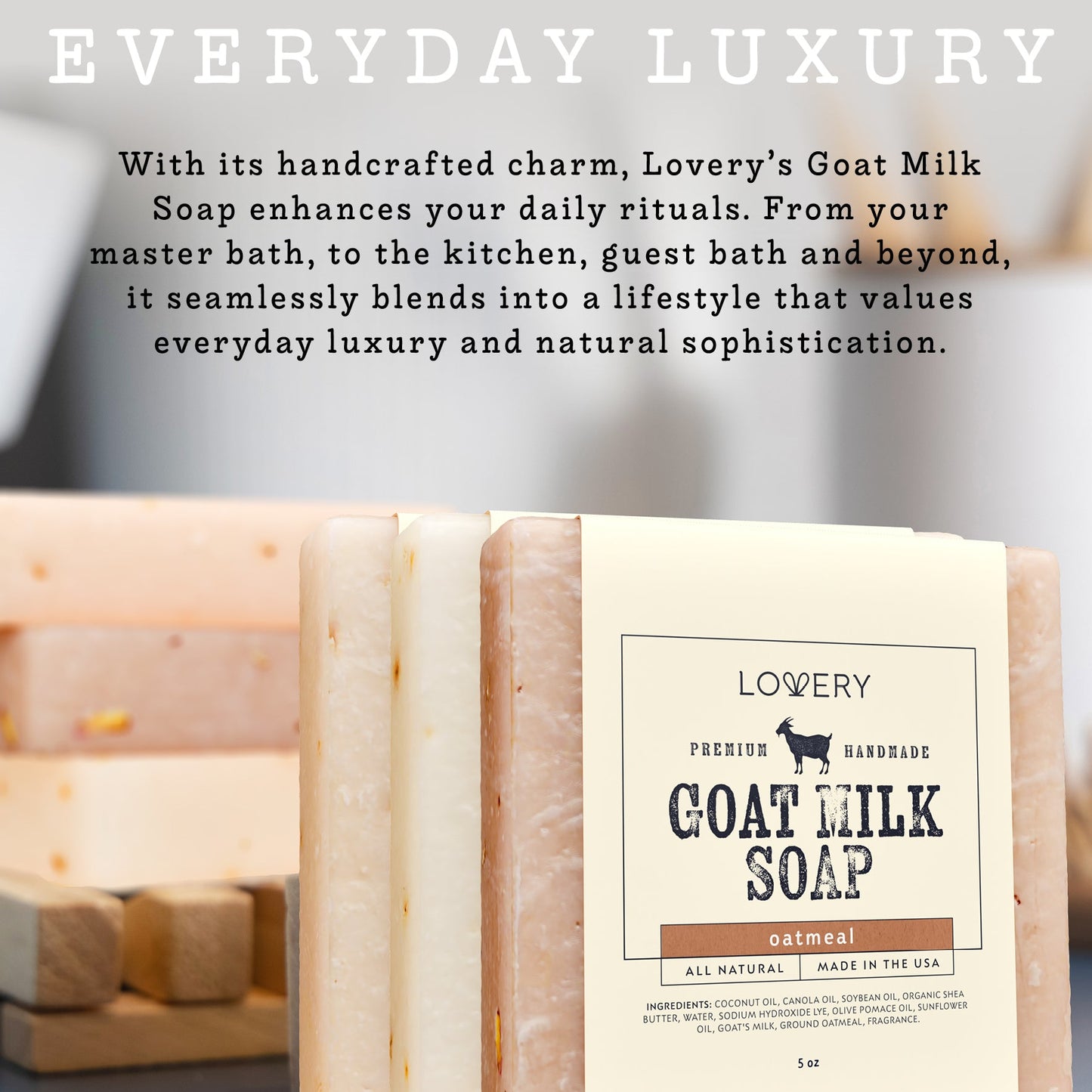 Lovery Handmade Goat Milk Soap Bars with Organic Shea Butter - Variety Scent - 6 Pack