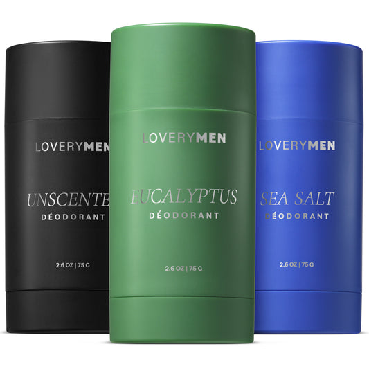 Sea Salt, Eucalyptus, Unscented Mens Anti-Perspirant Deodorant Stick - 3Pc Aluminum Free