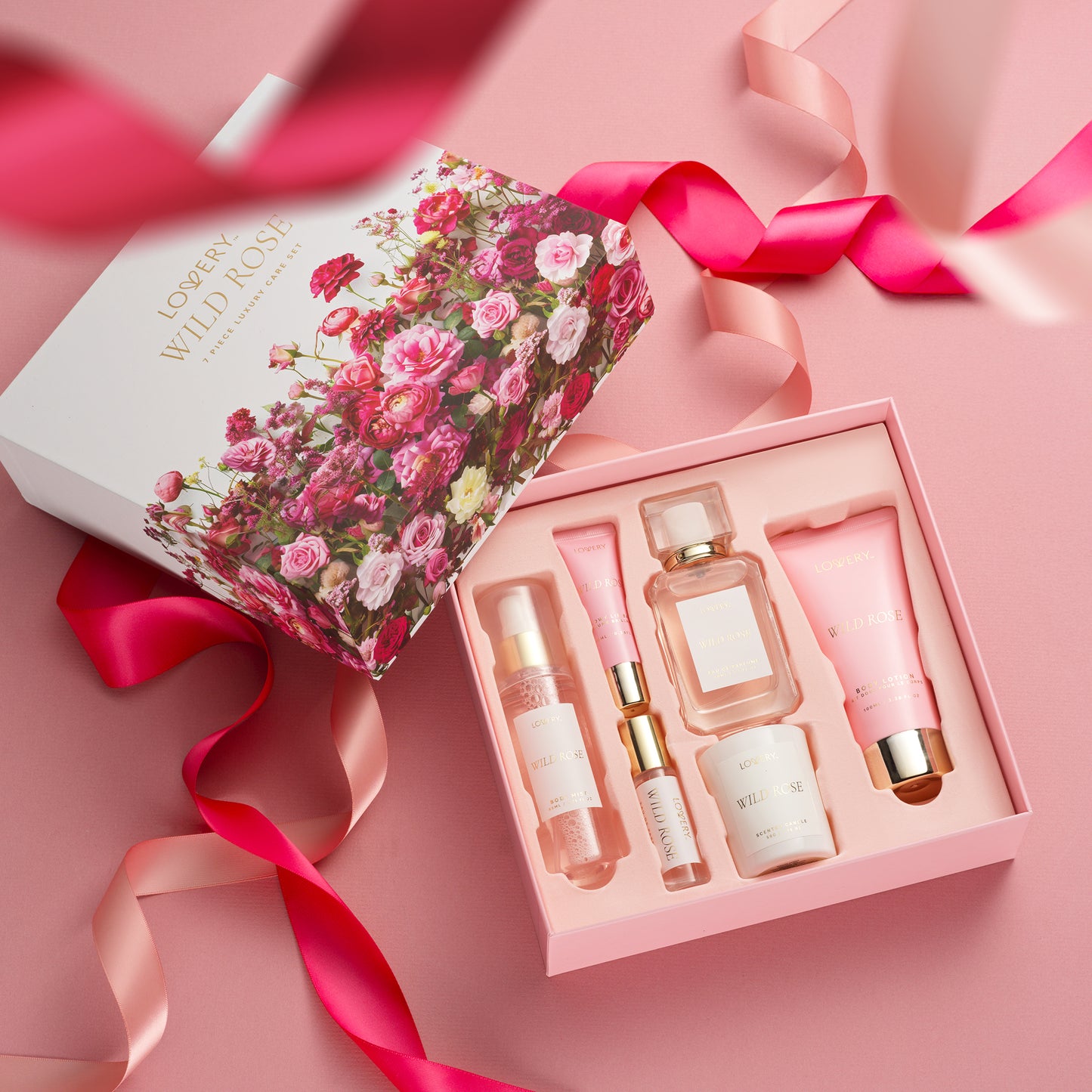 Wild Rose Beauty Body Care - 8Pc Cosmetic Bag Set