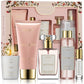 Wild Rose Bath and Body Care Fragrance Set, Luxury Gift Set with Soy Candle and more