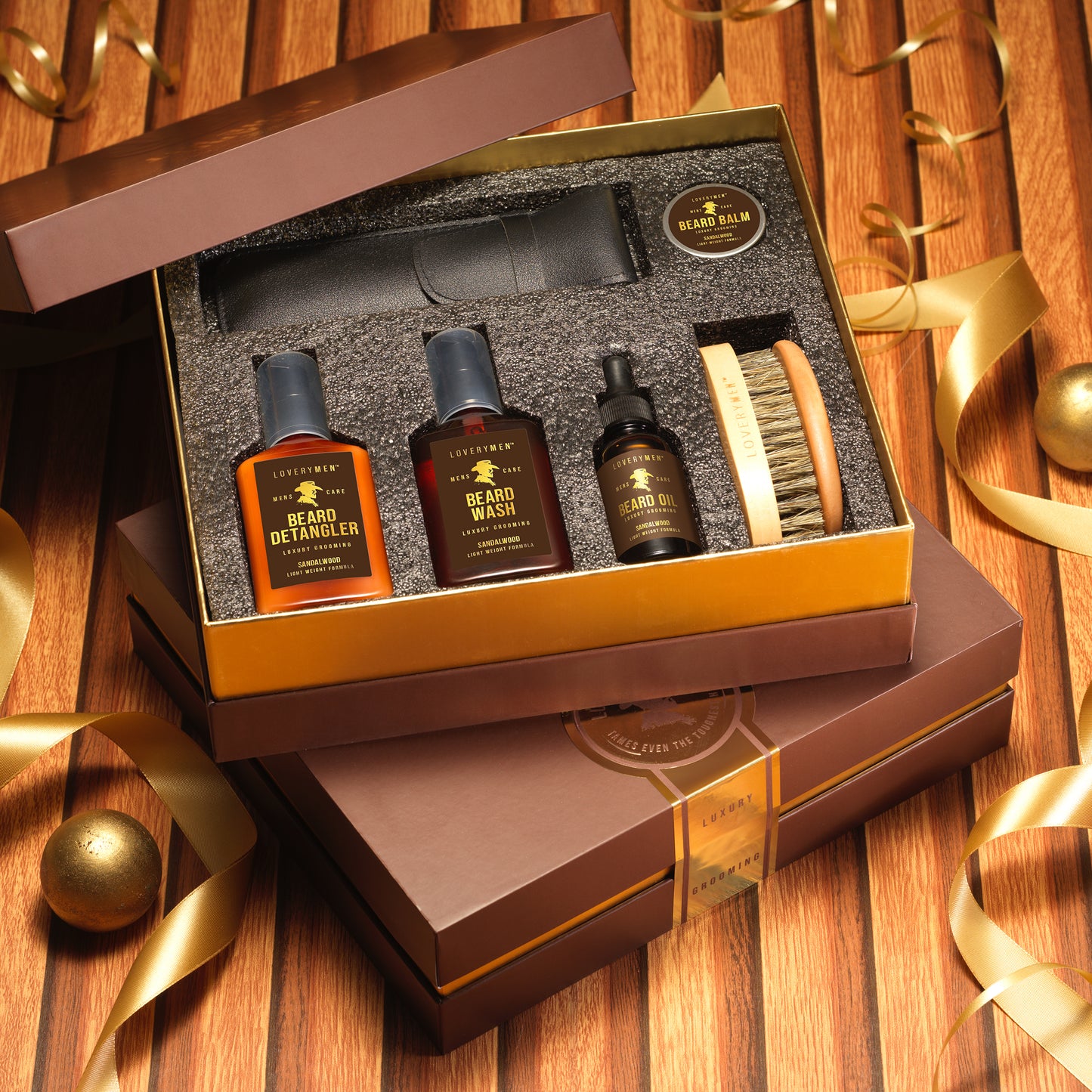 LoveryMEN Beard Care Kit - 11Pc Sandalwood Scented Grooming Kit