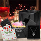 Lovery Preserved Pink Rose with LED Lights and Double Heart Necklace - I Love You in 100 Languages, Valentines Day Gift for Her