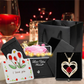 Lovery Preserved Pink Rose with LED Lights and 14K Gold Plated Double Heart Ruby Necklace - Valentines Day Gift for Her