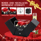 Lovery Preserved Red Rose with LED Lights and Double Heart Necklace - I Love You in 100 Languages, Valentines Day Gift for Her