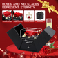 Lovery Preserved Red Rose with LED Lights and 14K Gold Plated Double Heart Ruby Necklace, Valentines Day Gift