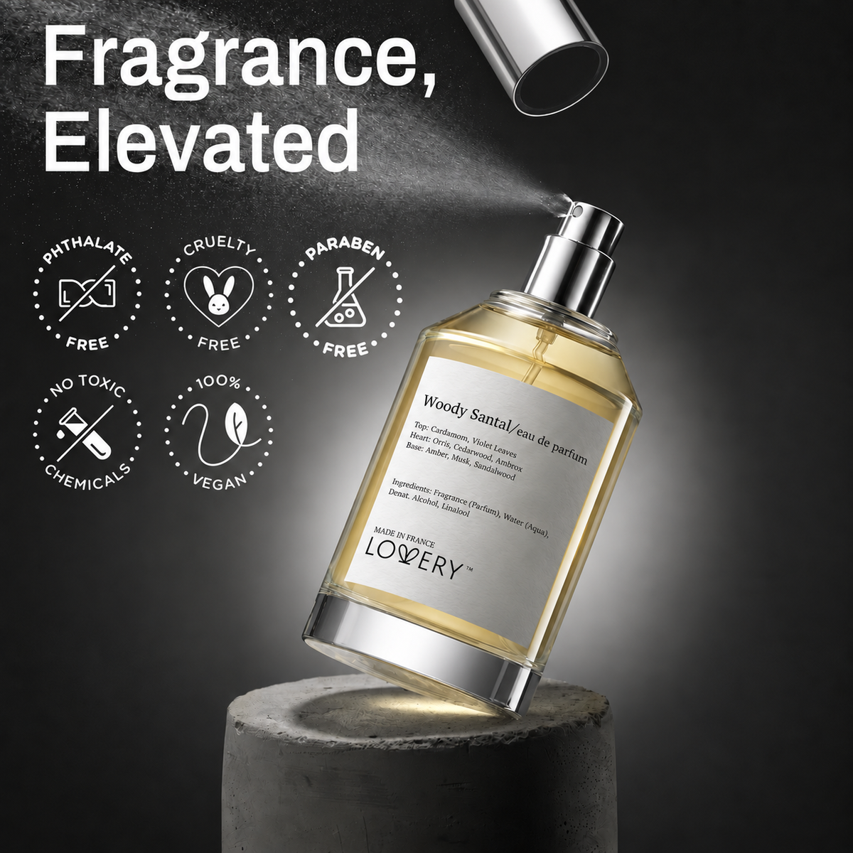 LoveryPlus Woody Santal Eau de Parfum 3pc. Fragrance Gift Set - Inspired by Le Labo Santal 33, 3.4 fl oz Perfume Spray