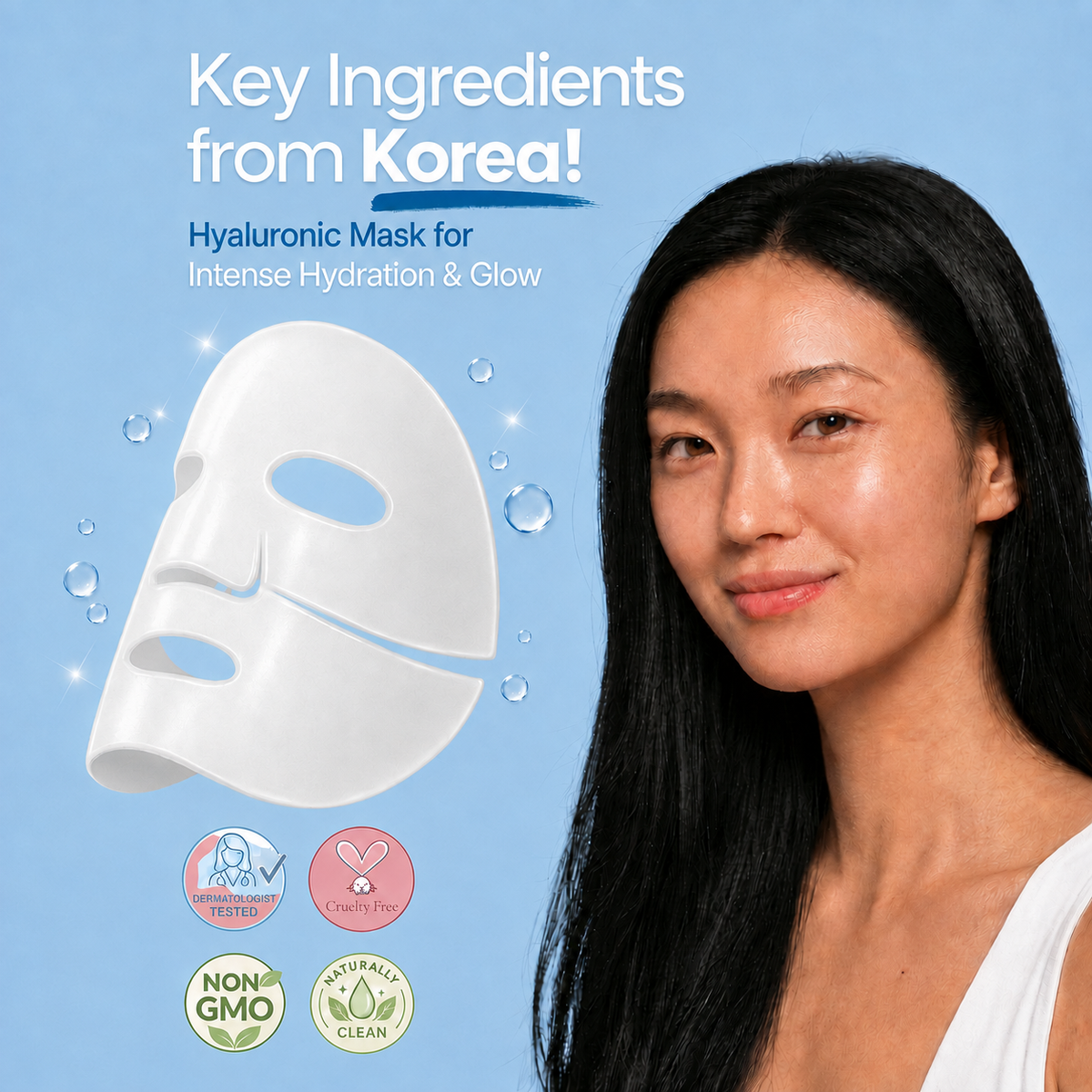 Korean Beauty Skincare Melting Hyaluronic Hydrogel Face Mask Set, K Beauty Glass Skin Advanced Hydrating Skin Care - 5pcs