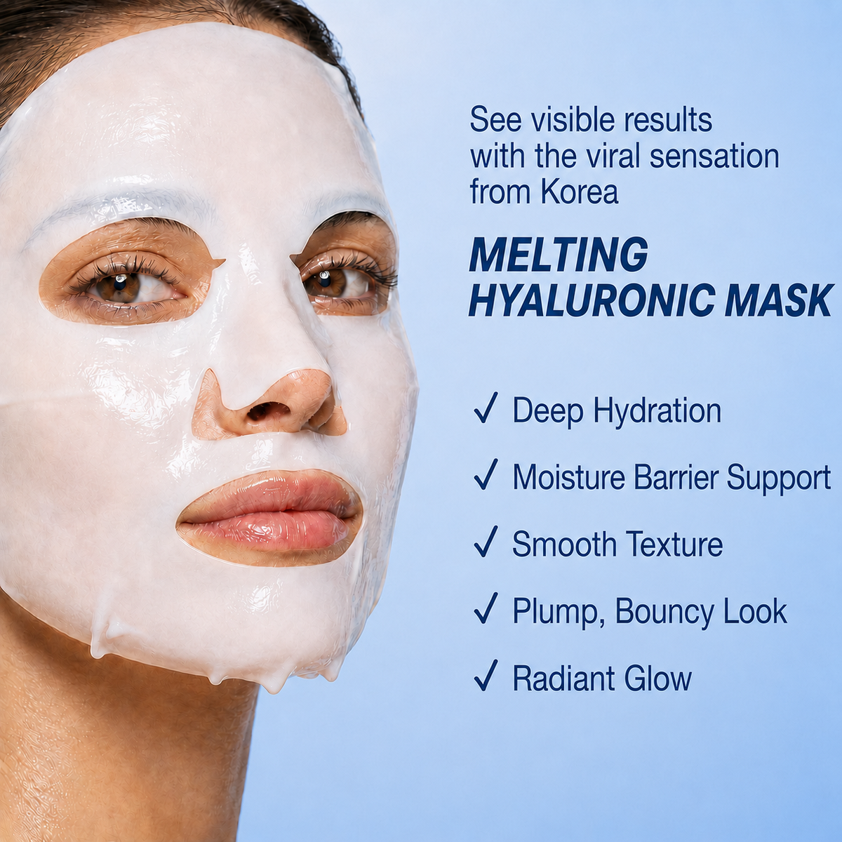 Korean Beauty Skincare Melting Hyaluronic Hydrogel Face Mask Set, K Beauty Glass Skin Advanced Hydrating Skin Care - 5pcs