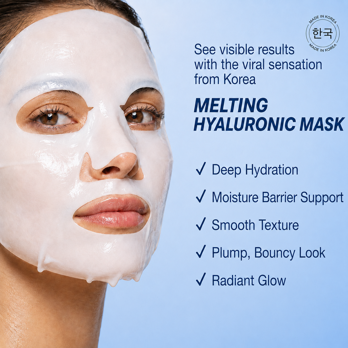 Korean Beauty Glass Skincare Renewal Set with Multipurpose AHA + BHA + Hyaluronic Toner Pads & Melting Hyaluronic Hydrogel Masks - K Beauty Skin Care