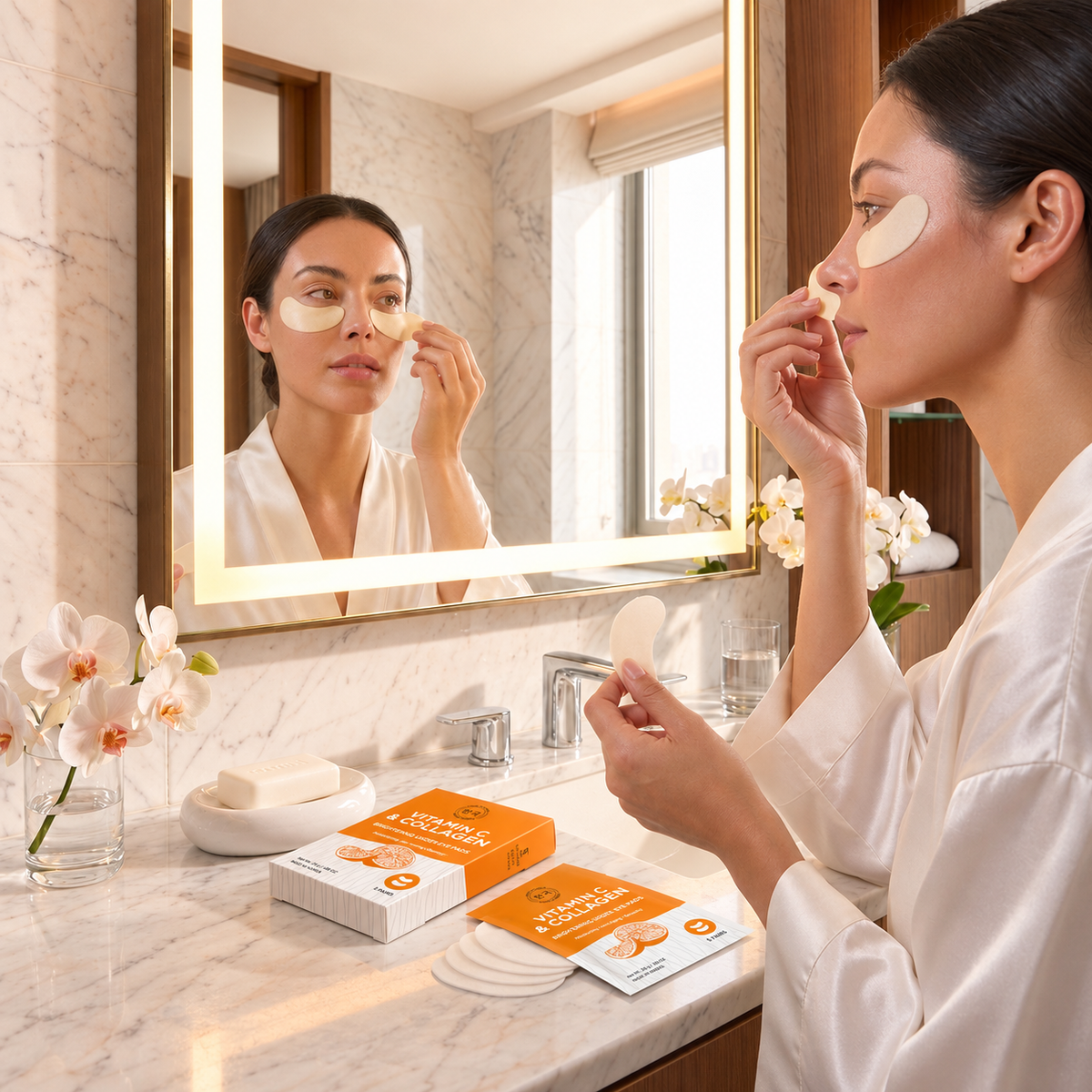 Korean Vitamin C & Collagen Brightening Under Eye Pads - 5 Pairs