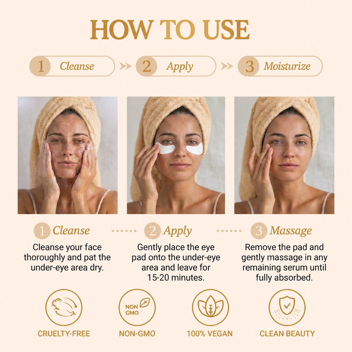 Korean Vitamin C & Collagen Brightening Under Eye Pads - 5 Pairs