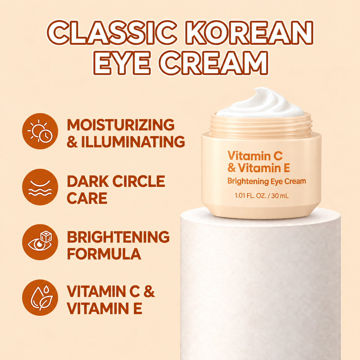 Korean Vitamin C & Vitamin E Brightening Eye Cream - 30 mL