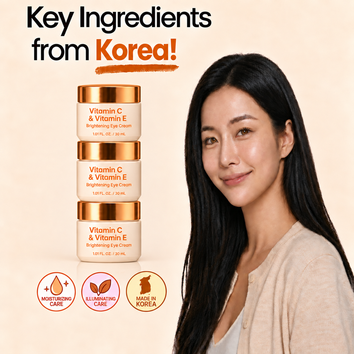 Korean Vitamin C & Vitamin E Brightening Eye Cream - 30 mL