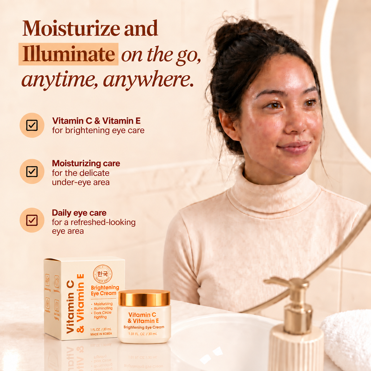 Korean Vitamin C & Vitamin E Brightening Eye Cream - 30 mL
