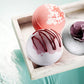 3pc Hand Decorated Bath Bombs in Coffee, Strawberry & Ice Cream Scents