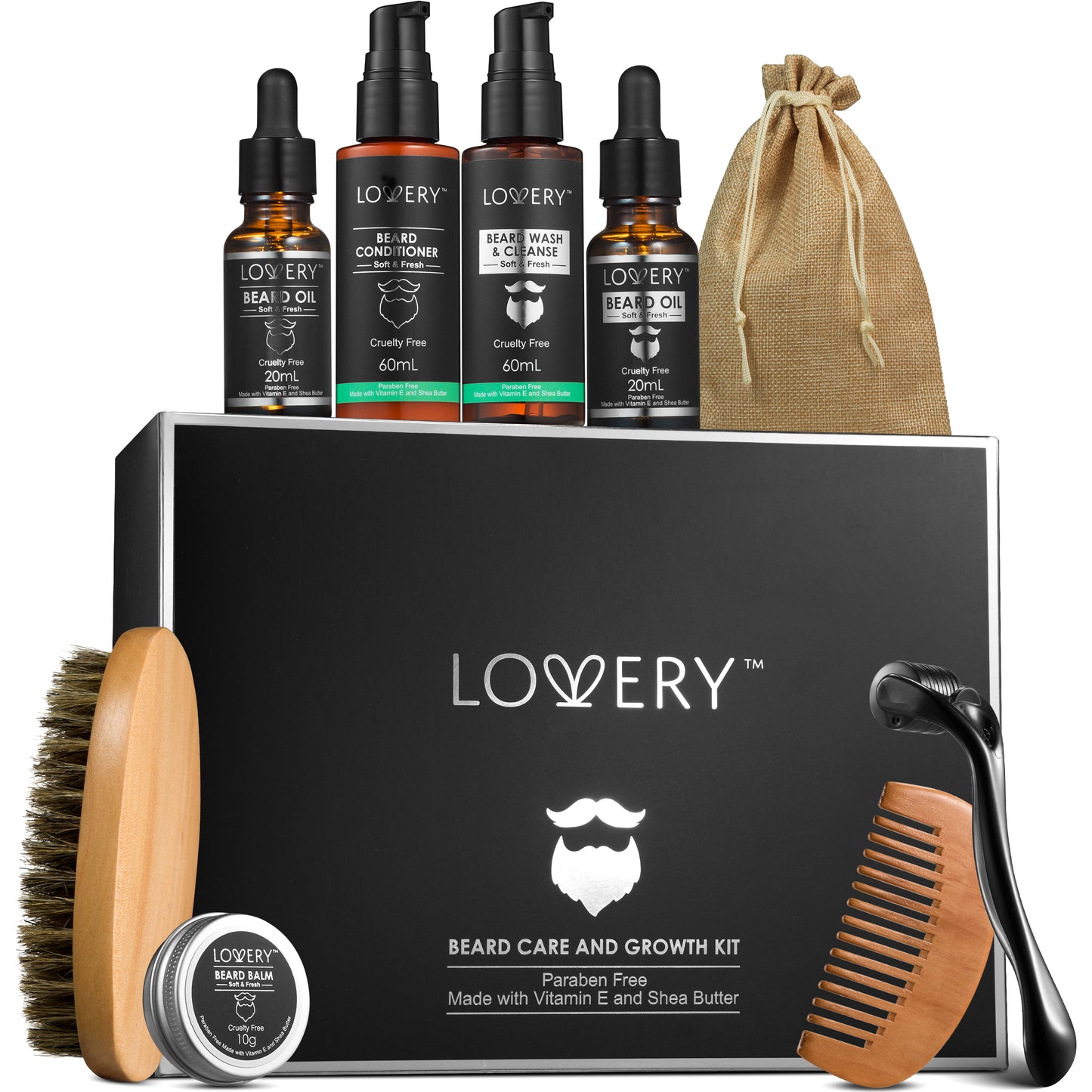 Beard Grooming and Growth Kit, 12Pc Mens Beard Care Trimmer Kit