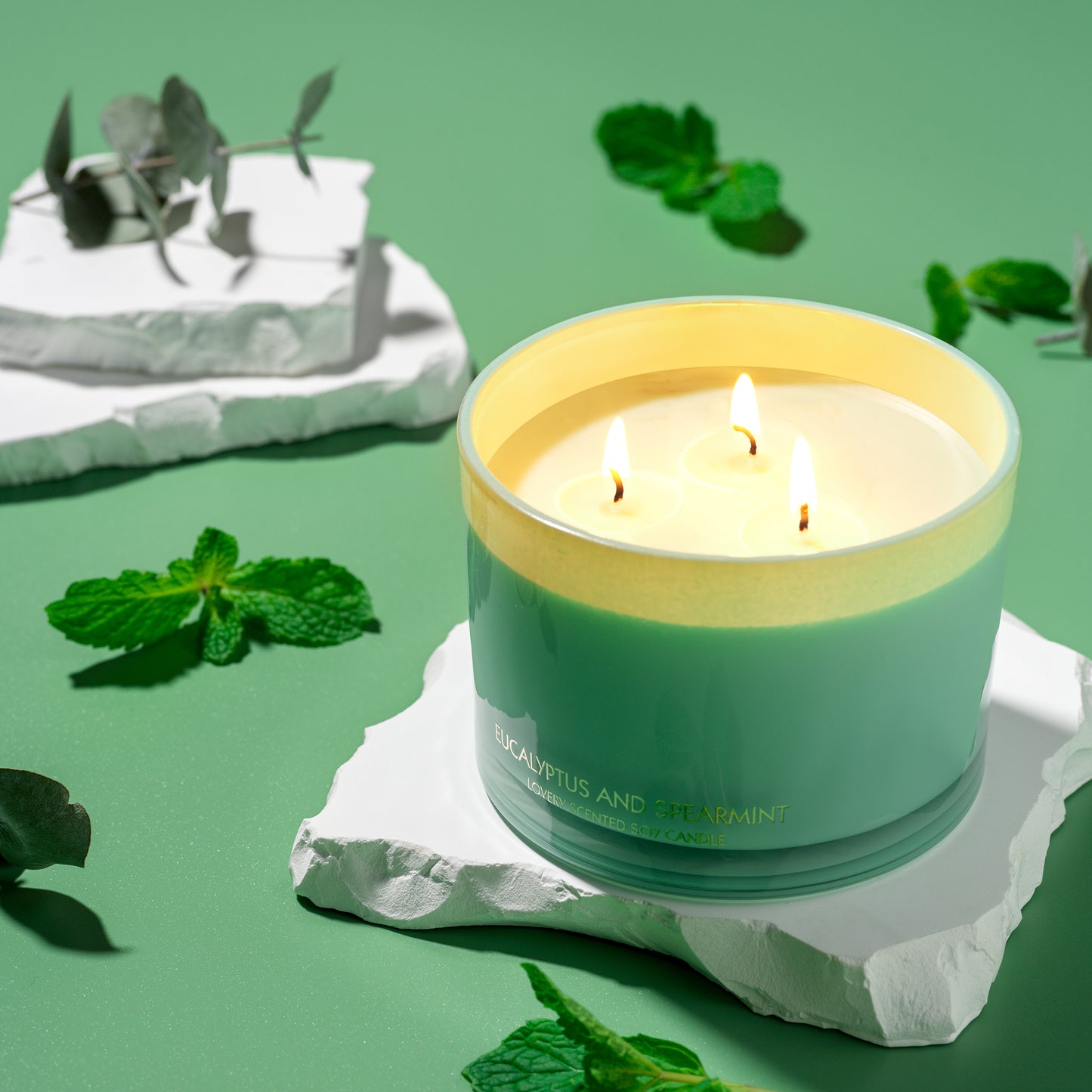 Eucalyptus Spearmint 3 Wick Candle Set - 13oz Soy Wax Home Candle with Wick Trimmer