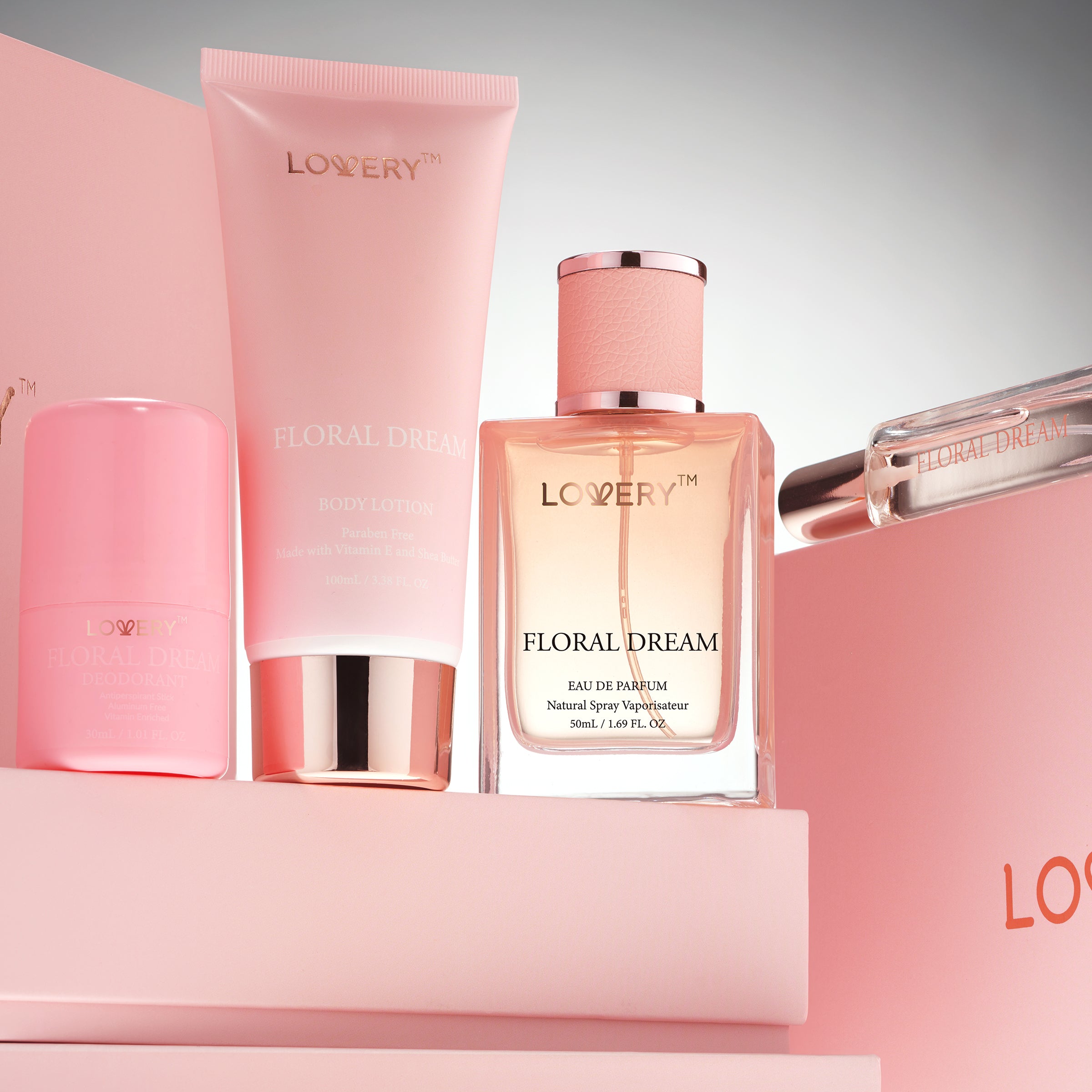 Pink lotion cheap and perfume set