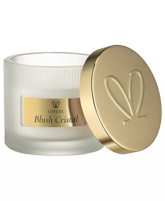 Lovery Blush Cristal Soy Candle - Luxury Scented Candle with Floral Amber Notes, 4.5 oz