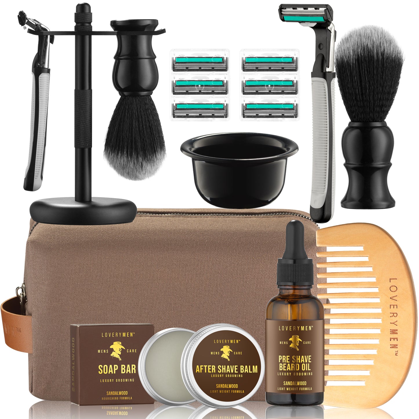 LoveryMEN Ultimate Beard Shaving Kit - 17pc Men's Grooming Gift Set