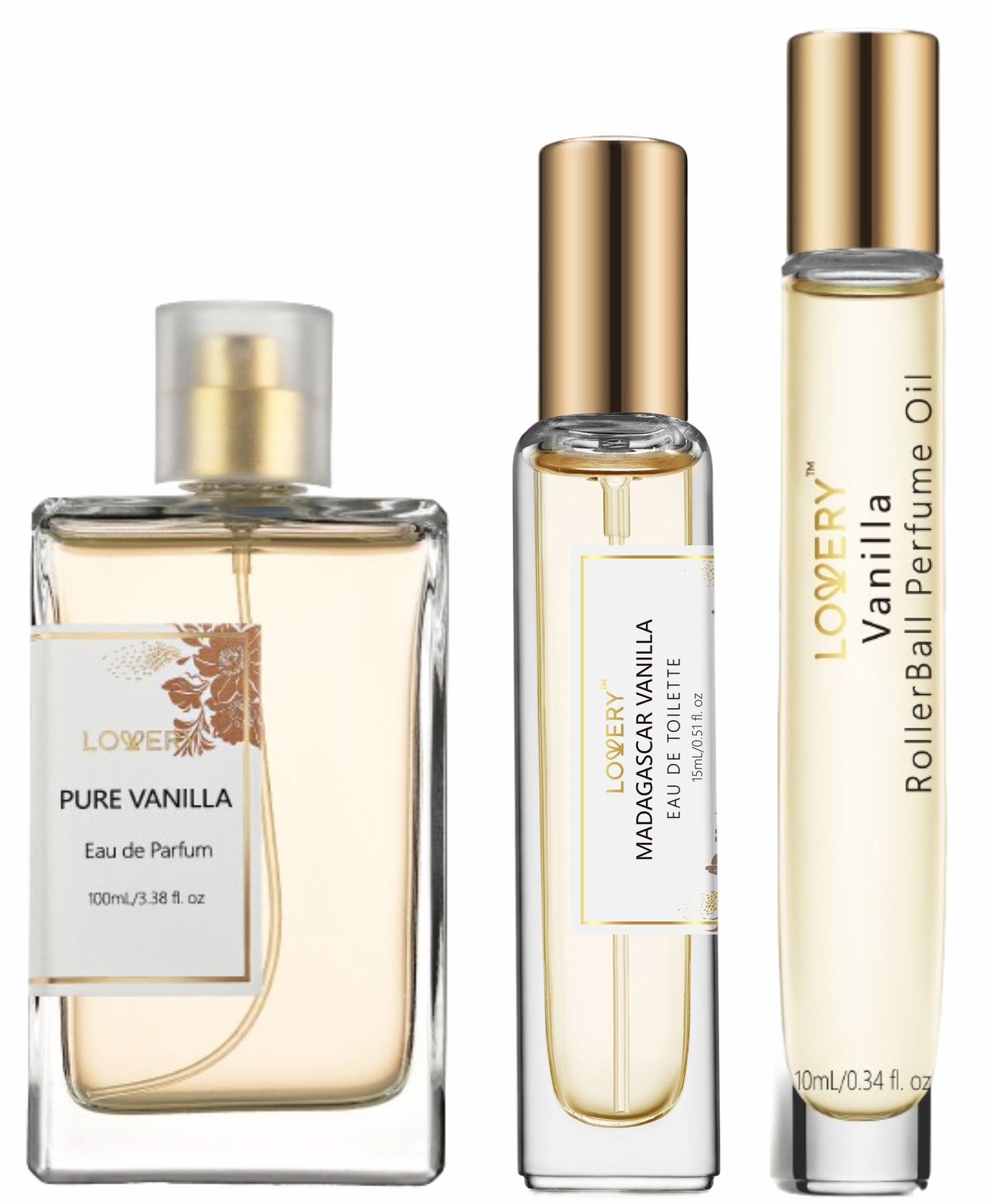Pure Vanilla Perfume Fragrance Set - Long Lasting Perfume, Eau de Toilette Spray & Rollerball Perfume Oil