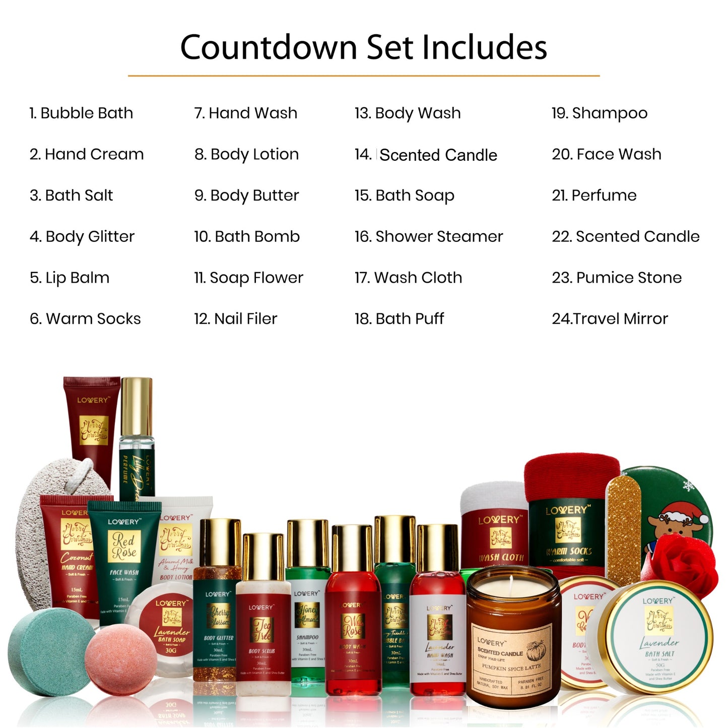 2025 Luxury Limited Edition Advent Calendar - 24pc Christmas Countdown Body Care Set with Pumpkin Spice Candle and More