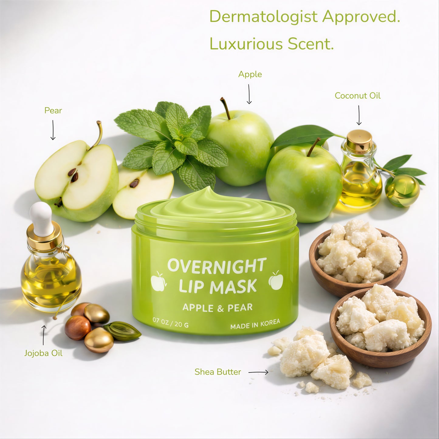 Korean Lip Care Duo Set - Cherry Mint Exfoliating Lip Scrub & Apple and Pear Overnight Lip Mask