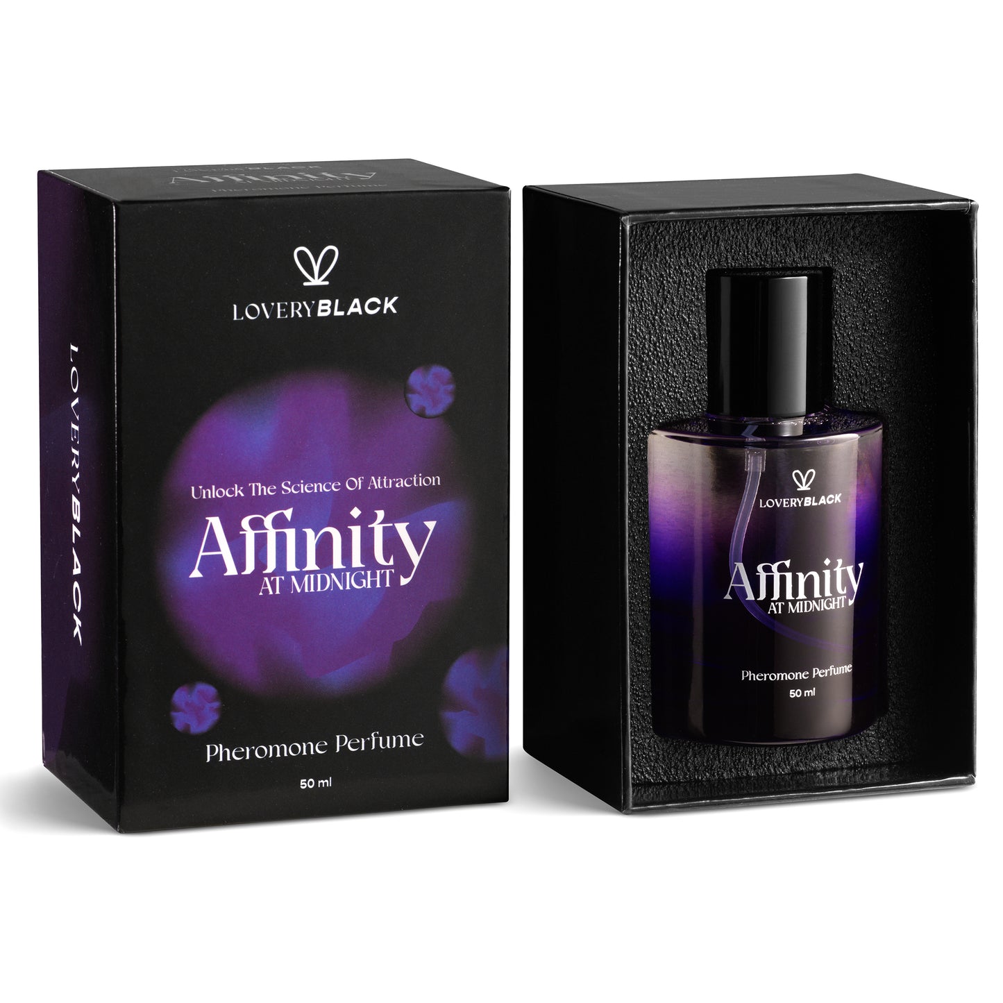 LoveryBlack Affinity at Midnight Pheromone Perfume - 50ml Unisex Parfum Spray