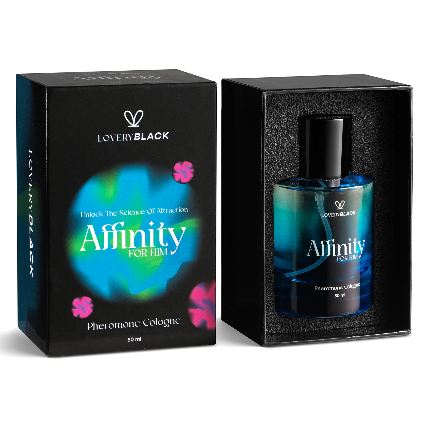 LoveryBlack Affinity For Him Pheromone Cologne - 50ml Spray for Men