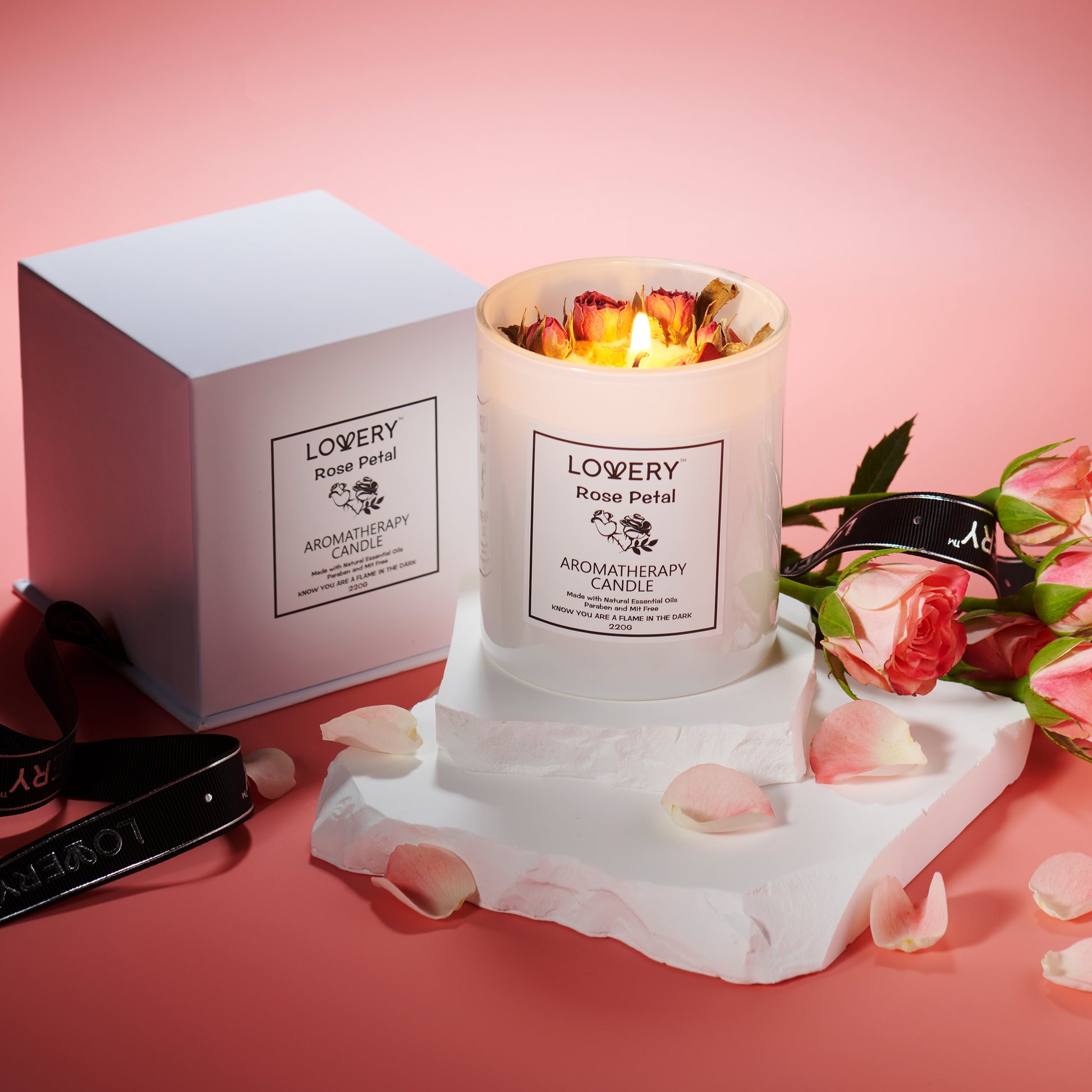 Rose Blossom Soy Wax Candle, Long Lasting