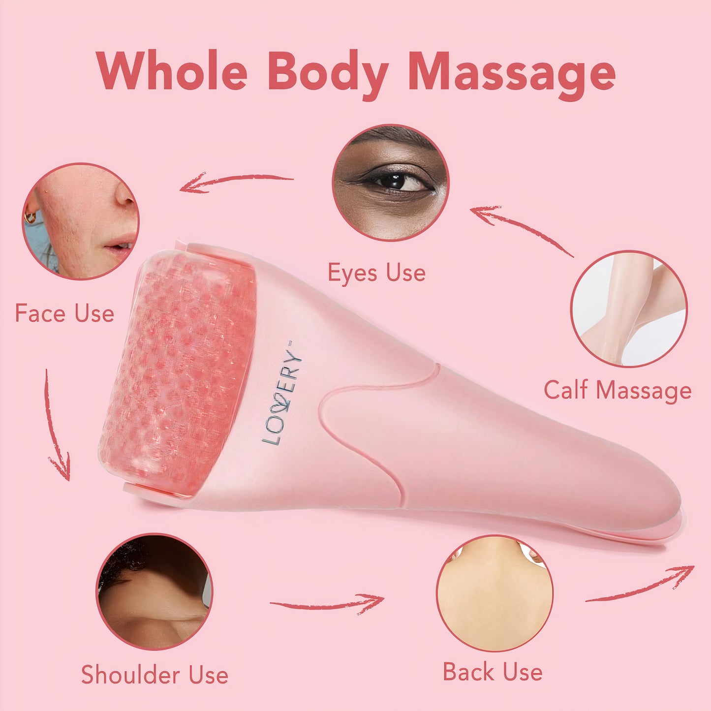 Lovery Gel Bead Face & Body Ice Roller - Refresh, Soothe, and Rejuvenate - Pink