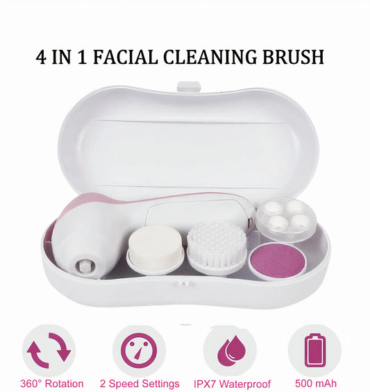 Lovery 4 in 1 Facial Cleansing System - Complete Skincare Solution with 4 Attachments & Storage Case