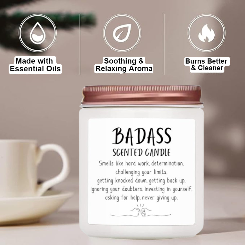 Congratulations Gifts for Women Men, Inspirational Gifts for Women or Men, Friends Coworkers, Birthday Gifts for her Boss Lady, New Job, Promotion Gifts for Women Men,10oz Badass Scented Candle