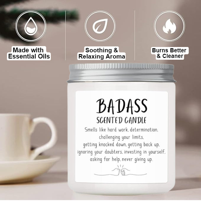 Congratulations Gifts for Women Men, Inspirational Gifts for Women or Men, Friends Coworkers, Birthday Gifts for her Boss Lady, New Job, Promotion Gifts for Women Men, 10oz Badass Scented Candle