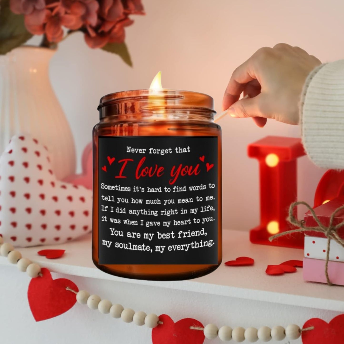 "I Love You Candle" - 10oz Lavender Scented Soy Wax Candle